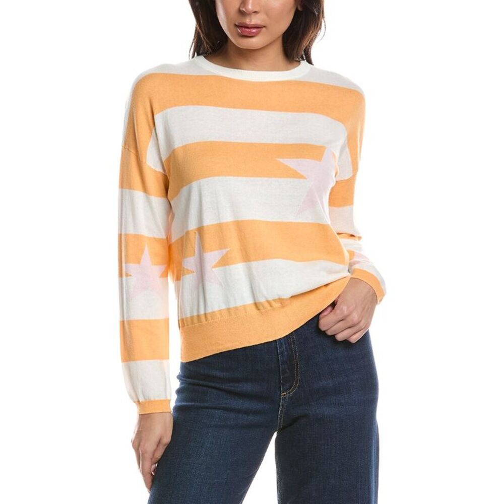 Wispr Womens  Stripe Star Sweater, Pink